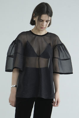 ＜CLANE (Women)＞ＶＥＬＯＲ　ＰＩＰＮＩＧ　ＳＨＥＥＲ　ＢＬＯＵＳＥ