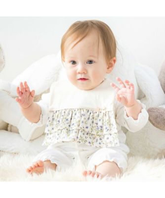 すみれ花プリント　フリルスタイ　ベビー　１７１４－７５０２７