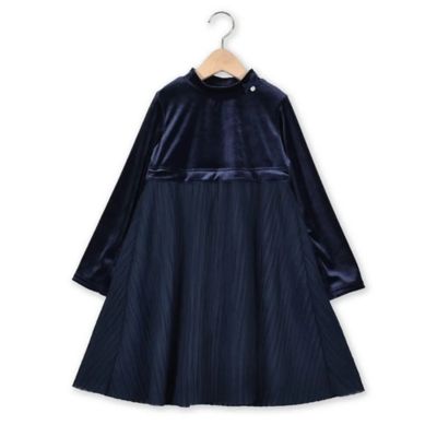 ＜Tartine et Chocolat (Baby&Kids) ＞ベロアプリーツ　切替ワンピース