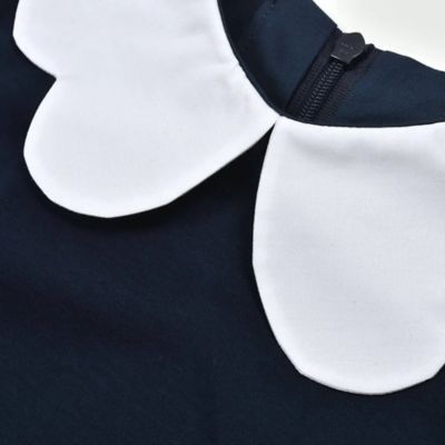 襟スカラップスムースワンピース　