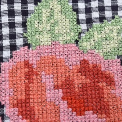 お花刺しゅうギンガムチェック　刺しゅうワンピース