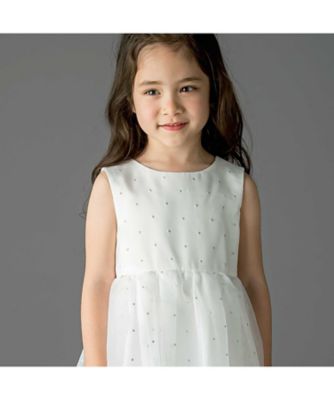 サテン×マットオーガンジー ドットドレス 1721ー75519