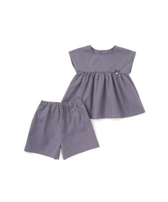 Tartine et Chocolat (Baby&Kids) /タルティーヌ・エ・ショコラ リボン半袖切替ブラウス＋ハーフパンツ　セットアップ　１７２２－７３５０７