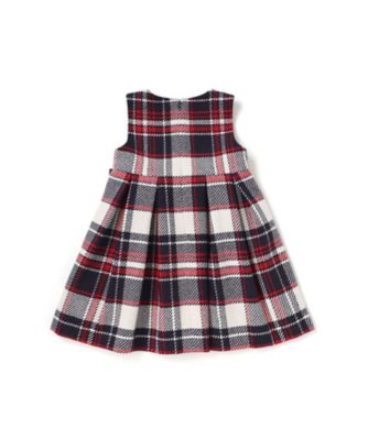 ウールチェックサイドリボン付きジャンパースカート 1723ー