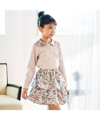 タルティーヌエショコラリバティフリルキュロット&パフスリーブTシャツ130新品 リバティビエラ（DaisyMorisia）フリルキュロットパンツ
