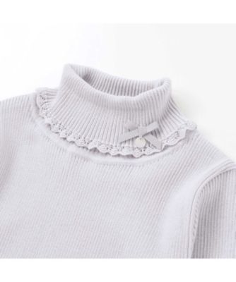 Tartine et Chocolat ホワイトタートルネック Tartine et Chocolat ニット セーター 「日本製」ソフトコットンリボン