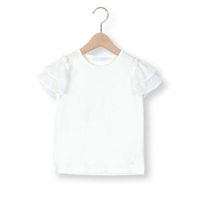 ＜Tartine et Chocolat(Baby&Kids) ＞袖フリルパールブレード付きソフトベア天竺半袖Ｔシャツ