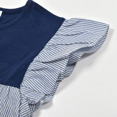 先染めコットンストライプ半袖Ｔシャツ