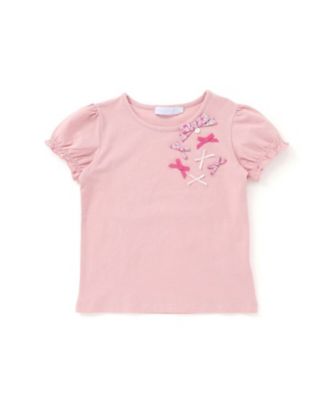 ＜Tartine et Chocolat (Baby&Kids) ＞ベア天竺リバティ（ＡｒａｌｉａＰａｎｓｙ）リボン半袖Ｔシャツ　１７３５ー７１５１０