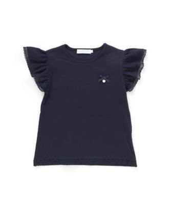Tartine et Chocolat (Baby&Kids) /タルティーヌ・エ・ショコラ トーションレース袖フリルＴシャツ　１７３５ー７２０７２