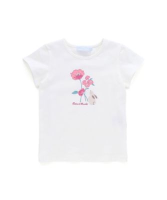 ウサギとお花プリント半袖Ｔシャツ　１７３５ー７３０７３