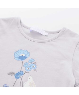 ウサギとお花プリント半袖Ｔシャツ　１７３５ー７３０７３