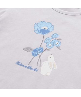 ウサギとお花プリント半袖Ｔシャツ　１７３５ー７３０７３