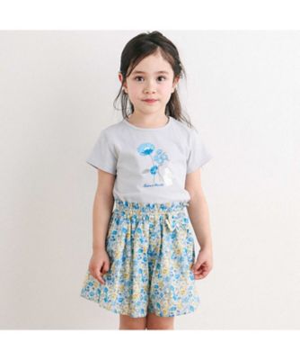 ウサギとお花プリント半袖Ｔシャツ　１７３５ー７３０７３