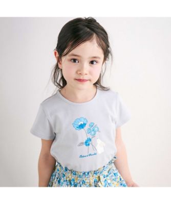 ウサギとお花プリント半袖Ｔシャツ　１７３５ー７３０７３