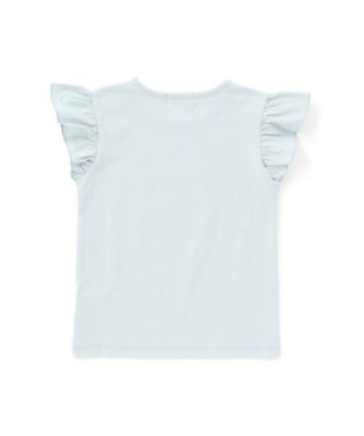 麦わら女の子プリント袖フリルＴシャツ　１７３５－７３５１２