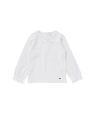 ＜Tartine et Chocolat (Baby&Kids) ＞コンパクトコットン襟レース長袖Ｔシャツ　１７３５ー７６０６５