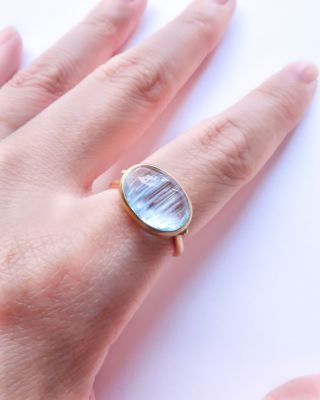 Ｃｏｌｌｅｔ　Ｏｖａｌ　Ｃａｂｏｃｈｏｎ　リング　ーＴｏｐａｚー　１７７１９＿ＲＧ－０１０７６