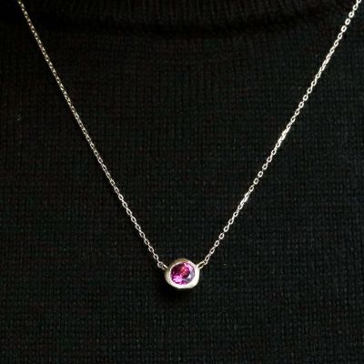 Ｒｏｕｇｈ　ｃｏｌｌｅｔ　ネックレス　－　Ｒｈｏｄｏｌｉｔｅ　Ｇａｒｎｅｔ　－　１８ＮＣ４８－０１０７８
