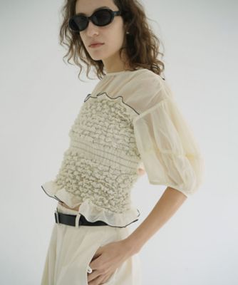 COLOR STITCHED SHIRRING TOPS