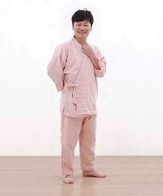 作務衣　ドビー織　ピンク　３２２
