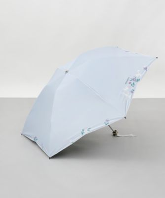 花柄刺しゅう晴雨兼用パラソル（クイックオープン折りたたみ傘