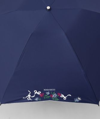 NINA RICCI     晴雨兼用折りたたみパラソル NINA RICCI（ニナ リッチ）】花柄刺しゅう晴雨兼用パラソル