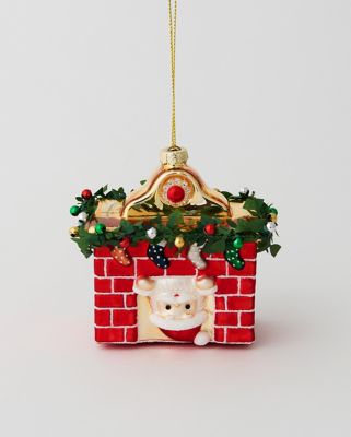 クリスマスおまとめ】ガラスオーナメント ファイアプレイス サンタ