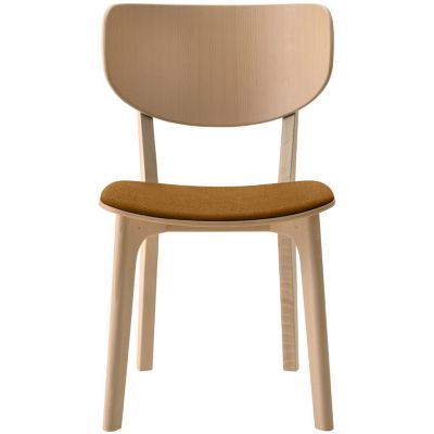 【受注商品】Ｒｏｕｎｄｉｓｈ　チェア（背板・張座）　ビーチ材ウレタン（ナチュラルホワイト）