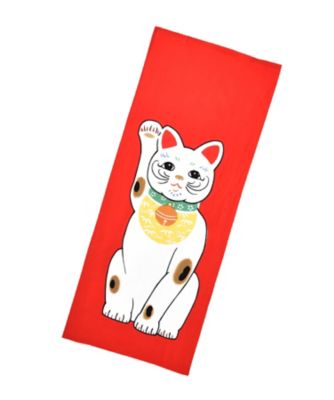 ＜戸田屋商店＞手ぬぐい　招き猫　赤　３６０
