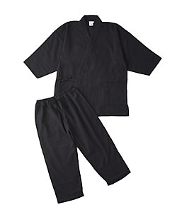 角野晒染/カドノサラシゾメ 作務衣　ドビー織　黒　３３２