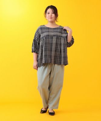 ＜BASCO (Women/大きいサイズ)＞リリムブラウス麻　プラスサイズ