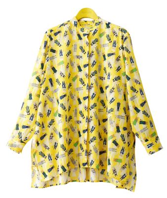 ＜mannine (Women/大きいサイズ)＞スタンドカラーＡラインシャツ