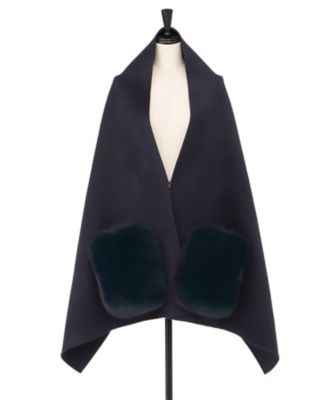 U-Big (Women)/ユービッグ 12月上旬以降お届け ウールダブルフェイスFOXポケットストール 2024-30 ダークネイビー スカーフ・ショール【三越伊勢丹/公式】