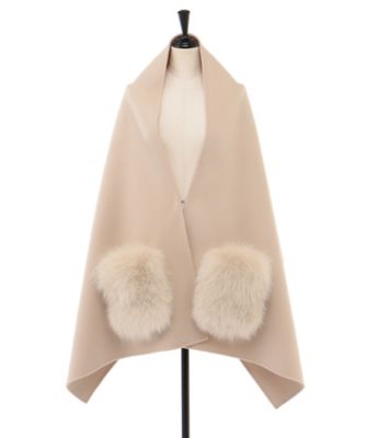 U-Big (Women)/ユービッグ 12月上旬以降お届け ウールダブルフェイスFOXポケットストール 2024-30 ローズベージュ スカーフ・ショール【三越伊勢丹/公式】