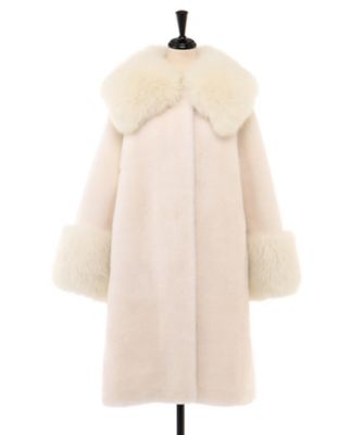＜U-Big (Women)＞【受注商品】１２月上旬以降お届け　ウールファーＦＯＸカラー＆カフスコート　２０２４－４２