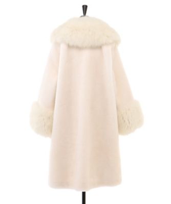 極美品【エムフィル】フォックスファー袖　アルパカ&ウール　ノーカラーコート 受注商品】12月上旬以降お届け ウールファーFOXカラー＆カフス