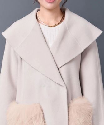 ubig ウールダブルフェイスショールカラーFOXポケットコート 即納＋受注】ウールダブルフェイスショールカラーボリュームFOX