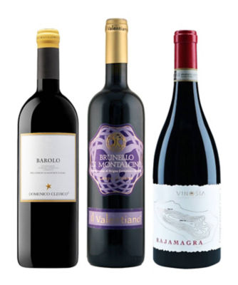 ３８．バローロ、ブルネッロ・ディ・モンタルチーノ、タウラジ、イタリア銘醸赤ワイン３本セット