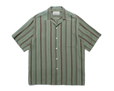 シャツ STRIPED OPEN COLLAR SHIRT S 