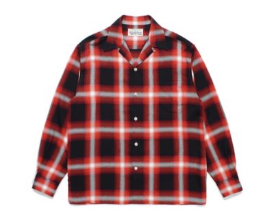 シャツ OMBRE CHECK OPEN COLLAR SHIRT 