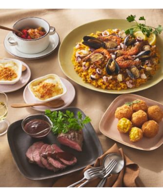 ＜RFFF＞ＯＶ２８　食卓華やぐ　プライムビーフのグリル＆魚介のパエリア・３種デリセット