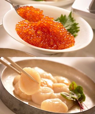 かにと。＞北海道産いくら醤油漬＆ほたて貝柱（サイズ無選別）セット