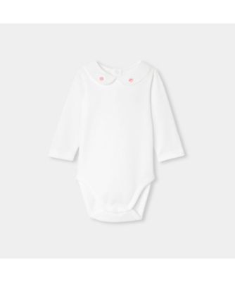 ＜JACADI (Baby&Kids)＞手刺しゅうフラワー入りボディスーツ　２０４２４９７