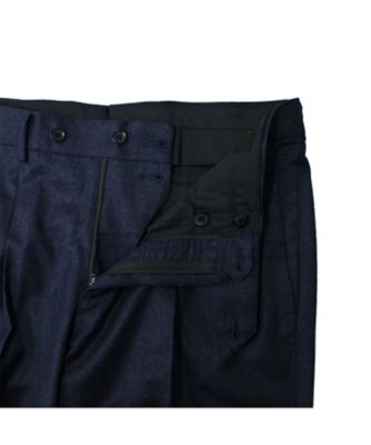 【美品】RING JACKET 通年素材 スラックス ベルトレス ウール ネイビ スーパー120's サキソニー ネイビースラックス RT076F20X