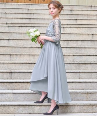 パーティドレス 花柄 ワンピース フレア ミモレ丈 韓国 r4-36 結婚式・お呼ばれ対応 | 花柄プリントロングワンピースドレス