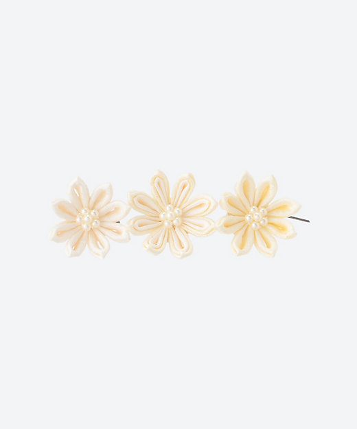  振袖用 大輪の菊の髪飾り Uピン シロ