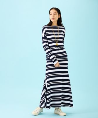 ＜MADISONBLUE (Women)＞スカート　ＭＡＲＩＮＥ　ＢＯＲＤＥＲ　ＳＩＤＥ　ＰＡＮＥＬ　ＭＡＸＩ　ＳＫ　ＭＢ２５１ー７００３