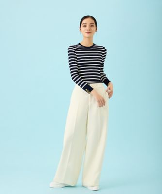 BORDERS at BALCONY (Women)/ボーダーズアットバルコニー ＴＷＩＬＬ　ＷＩＤＥ　ＰＡＮＴＳ　ＢＤ２５１１－３Ｇー０１