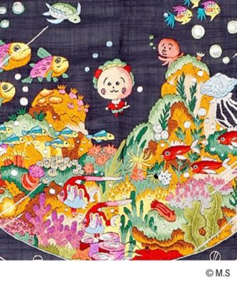 【９月中旬以降届】コジコジ　ベトナム手刺繍ハンカチ